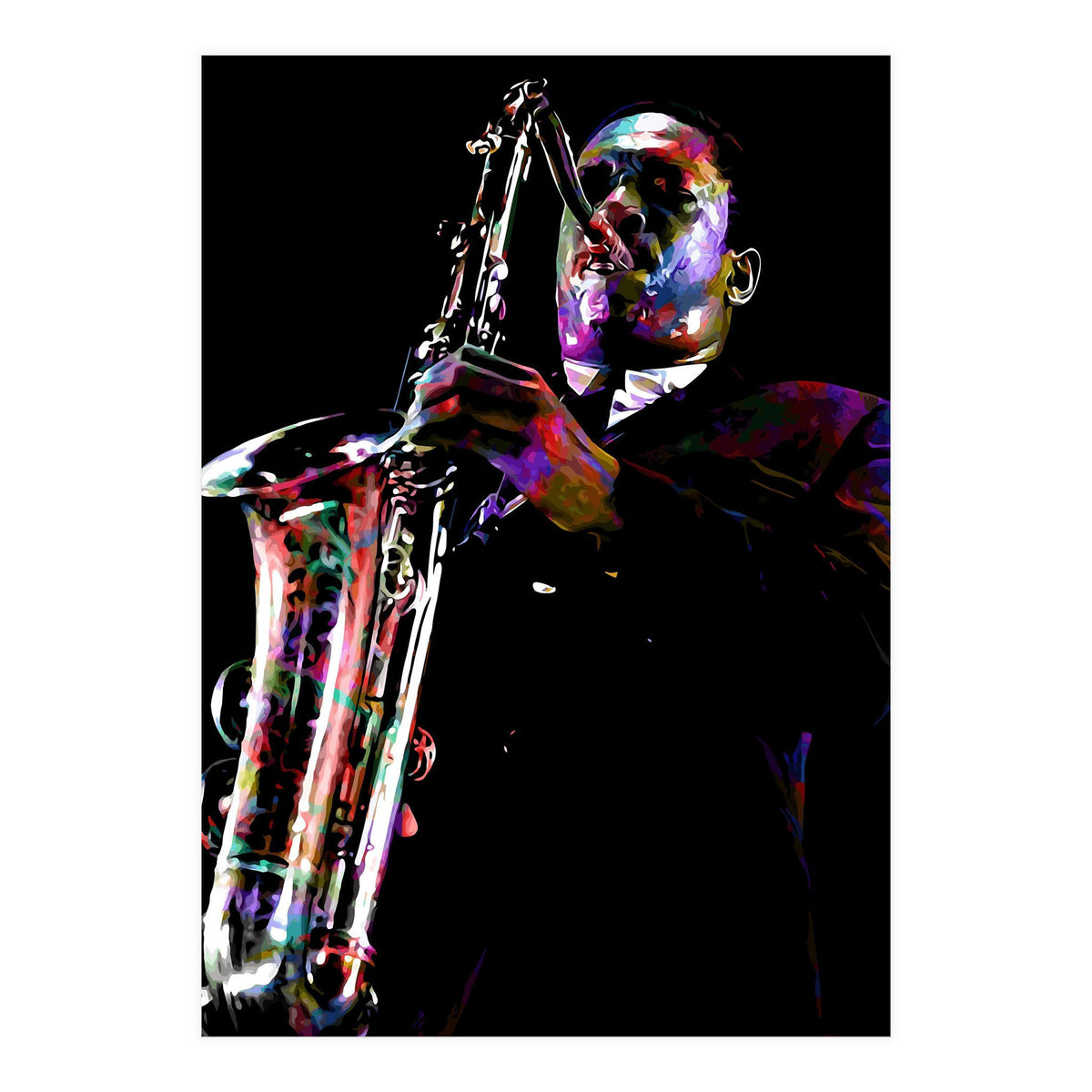 John Coltrane American Jazz Saxophonist Colorful (Print Only)