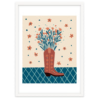 Mocha Cowboy boot with flowers