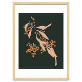 The Blooming Touch, Botanical Vintage Illustration, Dark Blush Bohemian Painting, Plants Nature Eclectic Classy Scandinavian thumbnail