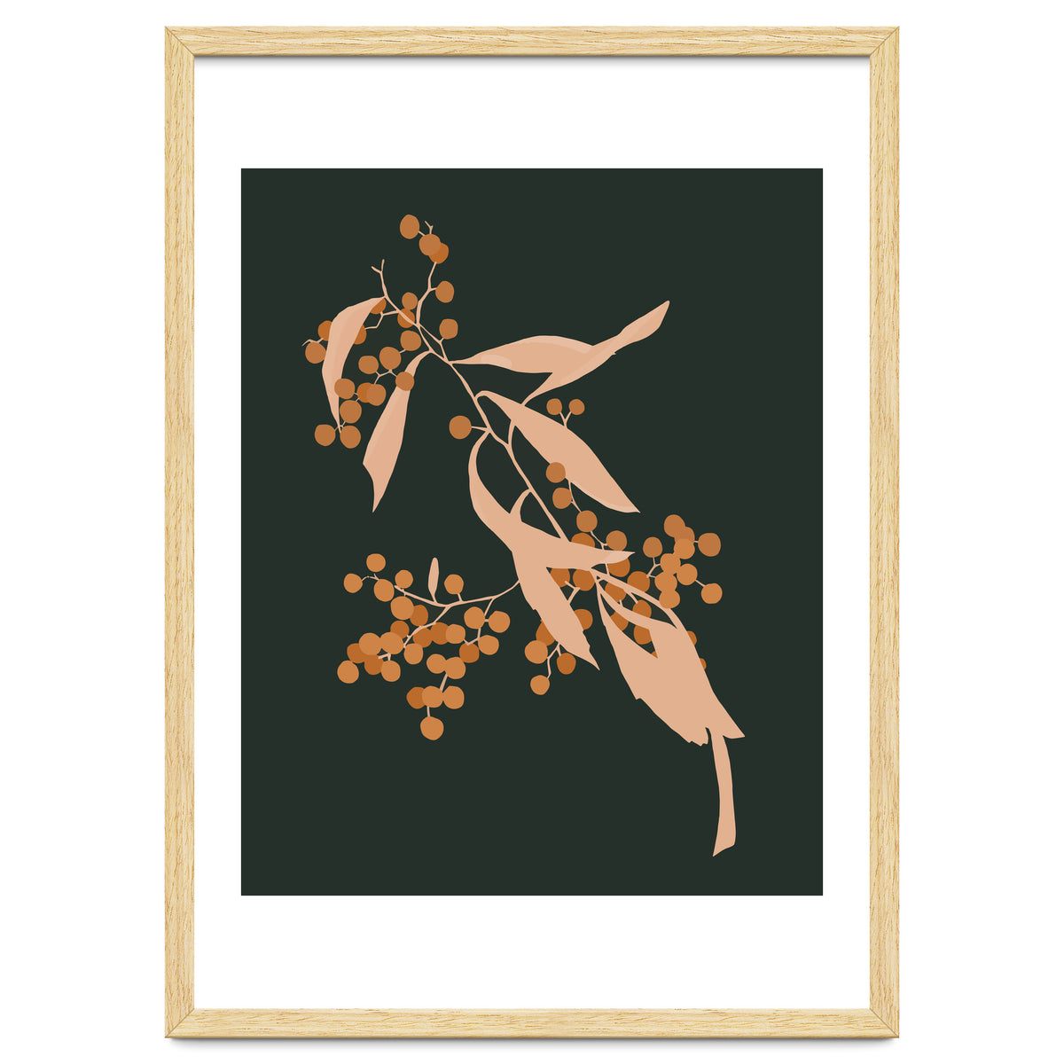 The Blooming Touch, Botanical Vintage Illustration, Dark Blush Bohemian Painting, Plants Nature Eclectic Classy Scandinavian