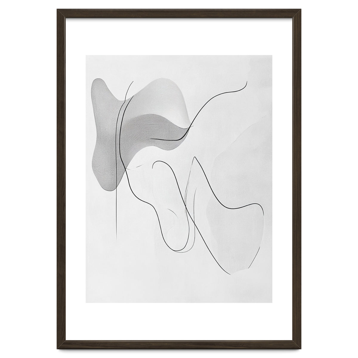 Abstract Black And White Flowing Lines And Shapes