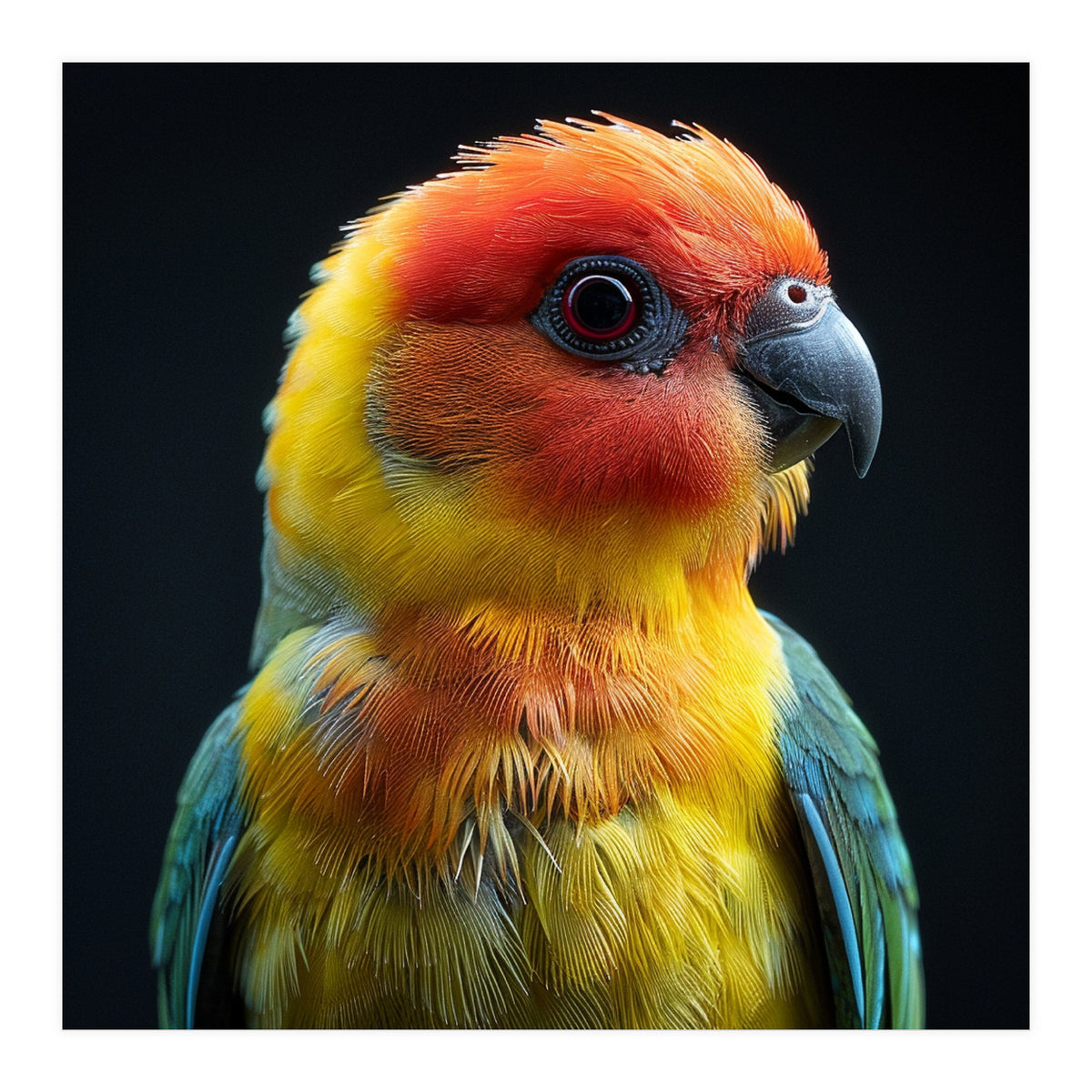 Vibrant Sun Conure Parrot Close Up Portrait (Print Only)