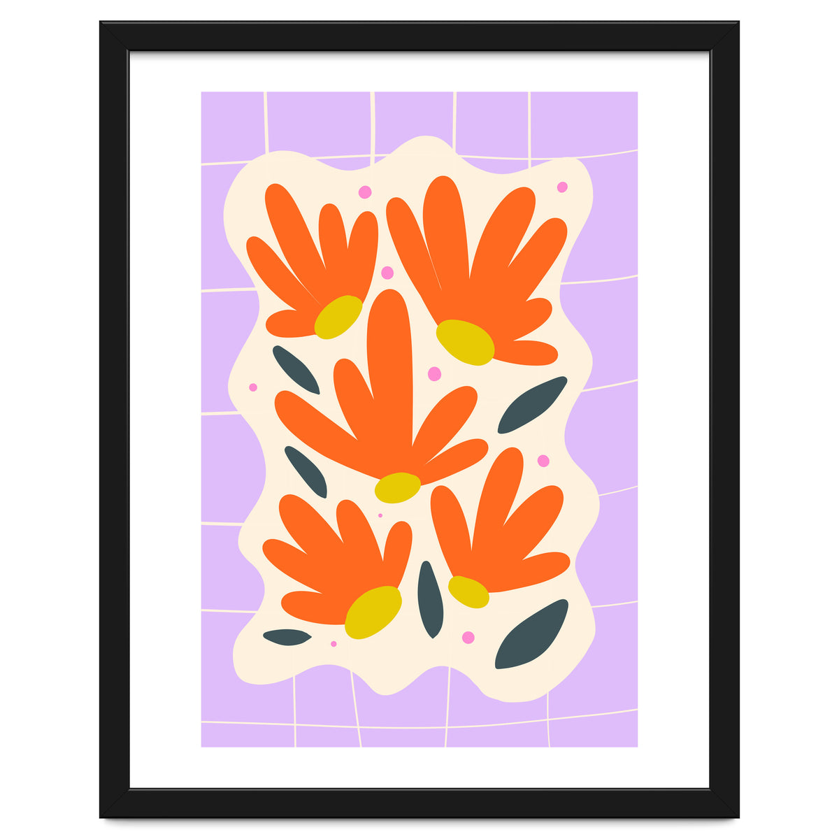 Modern Grid Floral Violet