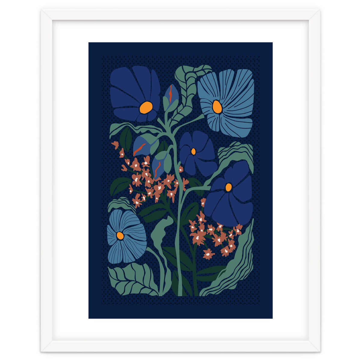 Klimt Flower Dark Blue