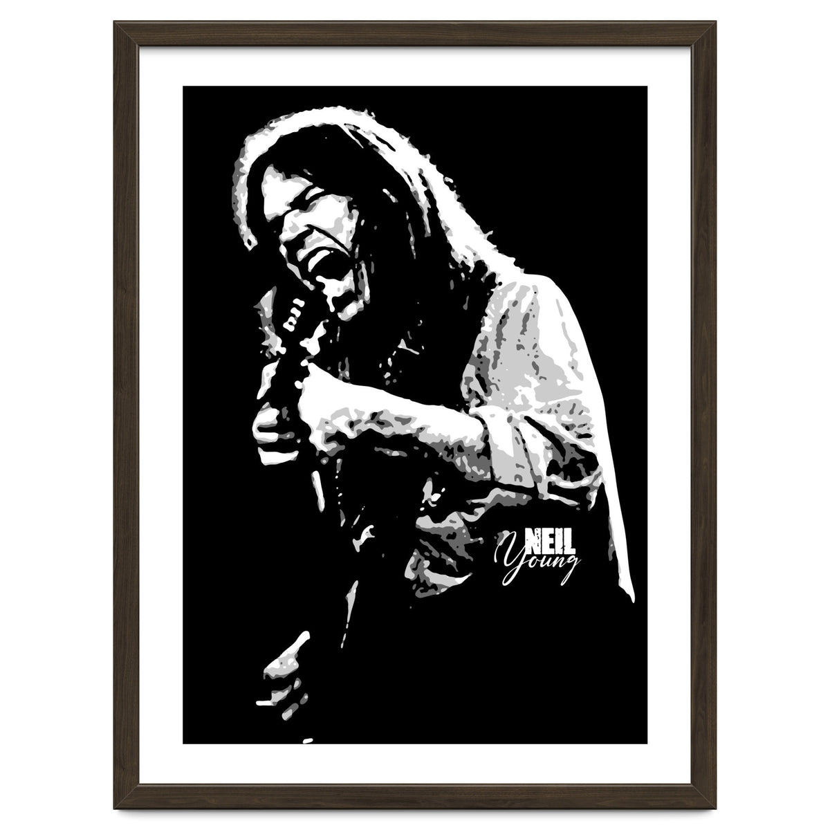 Neil Young Musician Legend in Grayscale 2