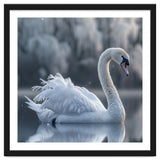 Majestic White Swan Gracefully Floating On Water thumbnail