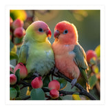 Lovebirds Couple Sitting On A Branch With Berries (Print Only) thumbnail