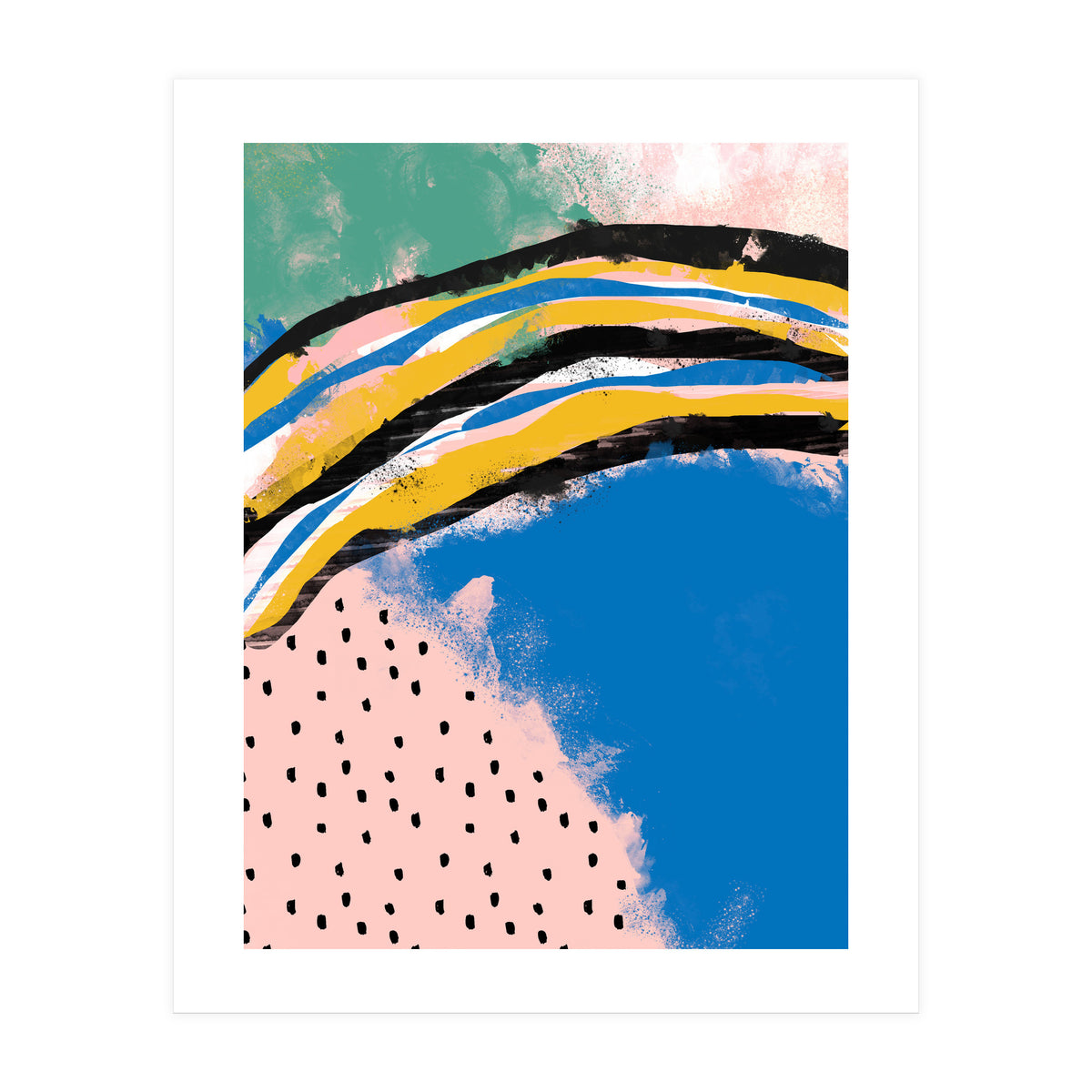 Abstract Pink Blue Dreamy Painting (Print Only)