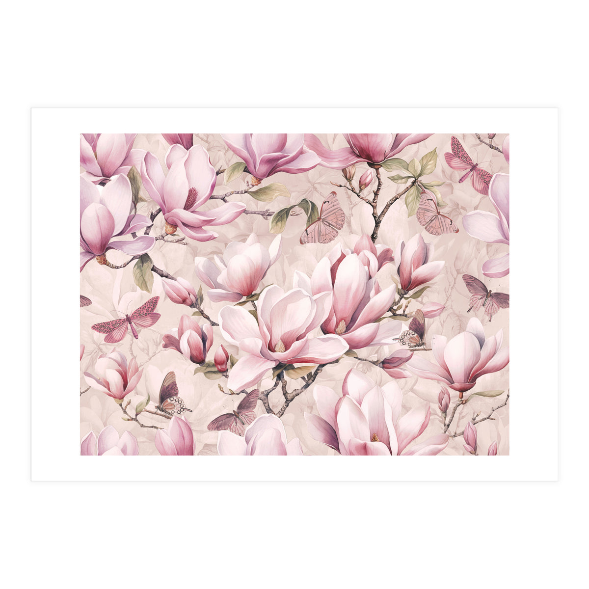 Magnolia And Butterfly (Print Only)