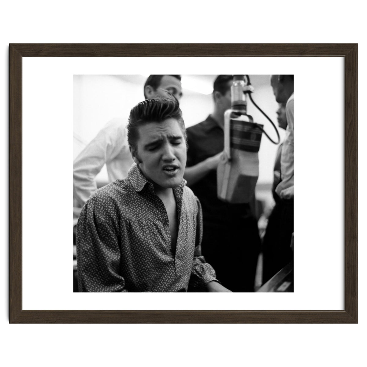 The American singer Elvis Presley during a recording session in 1956.