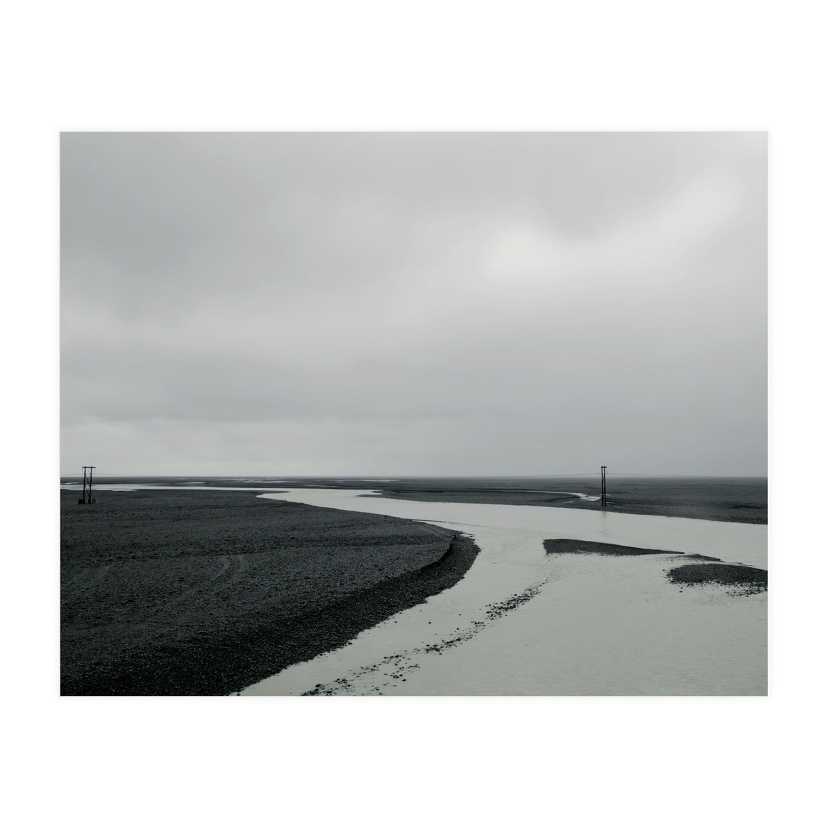 River passing through a black volcanic road - Iceland  (Print Only)