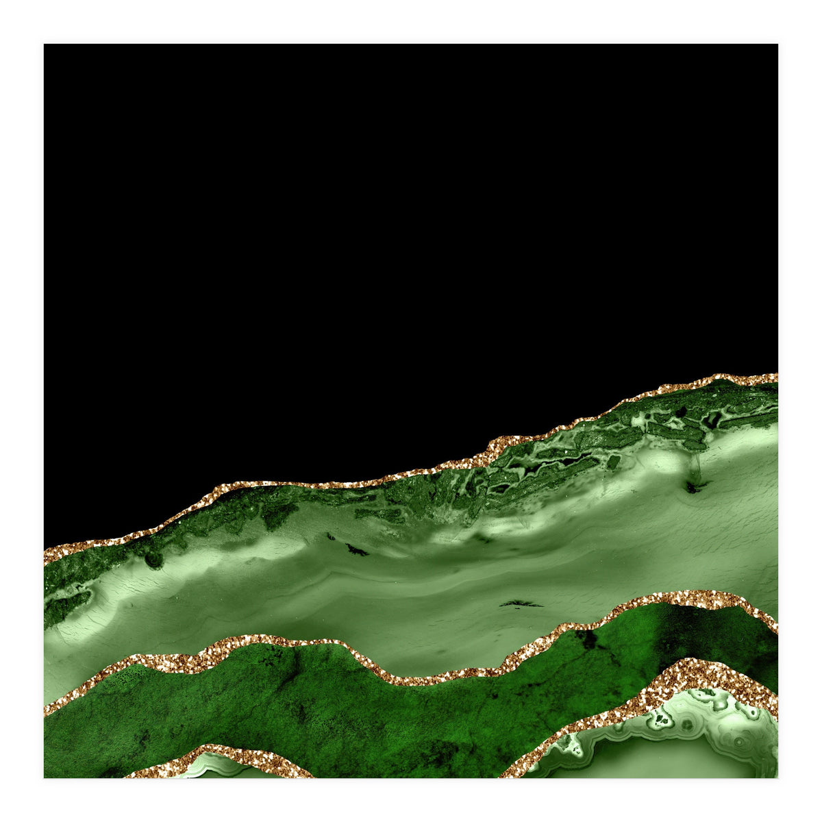 Green & Gold Agate Texture 17  (Print Only)