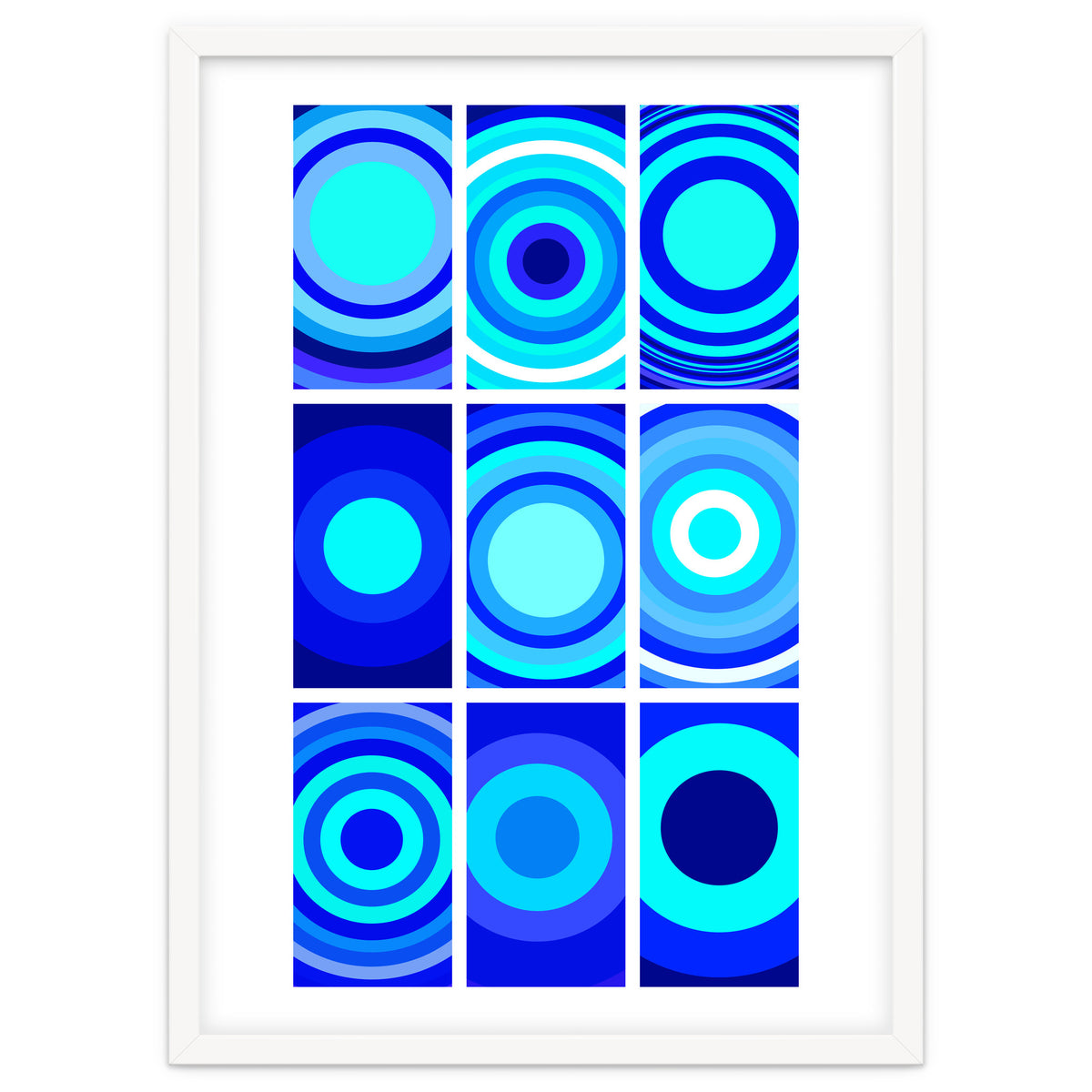 Circles & Rectangles Alt Blue 3 X 3: 2