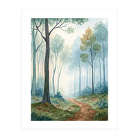 Ethereal Misty Forest Watercolor Art Print (Print Only)