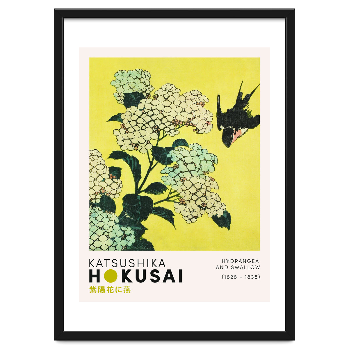 Katsushika Hokusai - Hydrangea and swallow