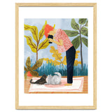 Saturday Afternoon | Cat Mom Pets Photography | Animals Kitten Picnic Watercolor Painting thumbnail