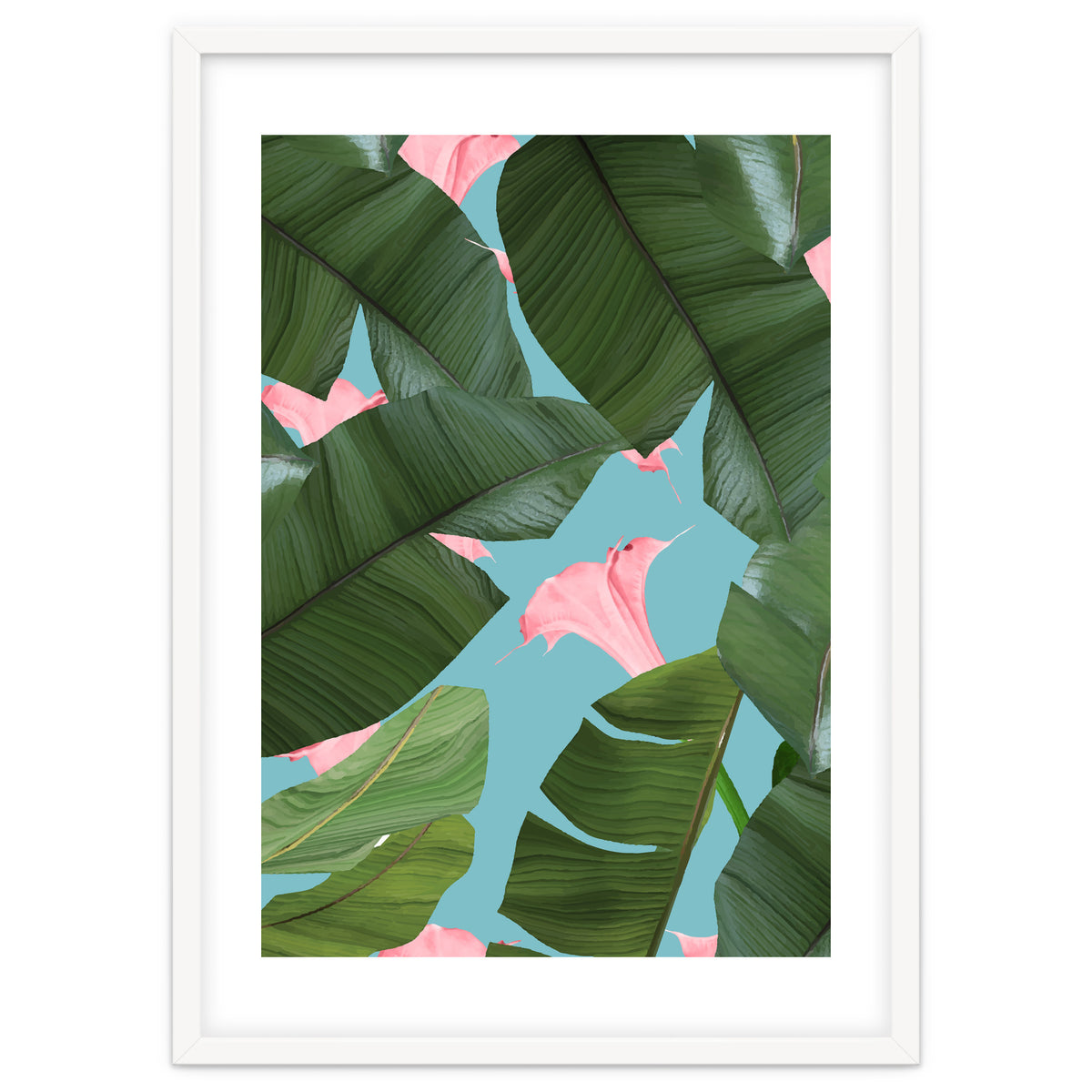 Wild Flower, Tropical Jungle Banana Leaves Botanical, Floral Nature Garden Blush Plants
