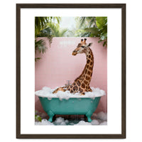 Giraffe in Bathtub, Whimsical Bathroom Art