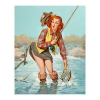 Sexy Pinup Girl On Fishing Accident (Print Only)