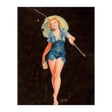 Happy Pinup Girl With A Fishing Stick (Print Only) thumbnail