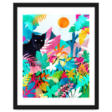 The Black Panther, Tropical Jungle Watercolor Painting, Botanical Forest Colorful Bohemian Illustration, Tiger Leopard Cheetah Animals thumbnail
