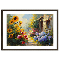Vibrant Summer Cottage Garden Oil Painting