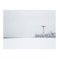 Amusement park in the winter seascape (Print Only)