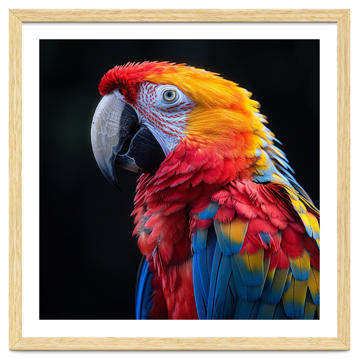 Scarlet Macaw Parrot Vibrant Plumage Close Up