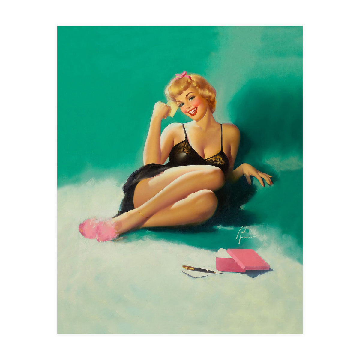 Sexy Pinup Girl With Phone Number For You (Print Only)