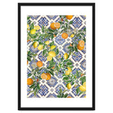 Blue Mediterranean tiles, lemons and oranges fruit thumbnail