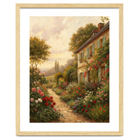 Idyllic Sunlit Cottage Garden Oil Painting