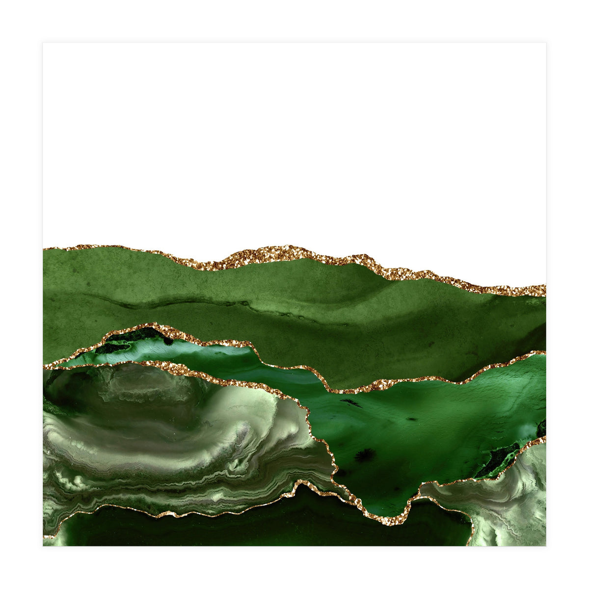 Green & Gold Agate Texture 25  (Print Only)