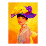 Audrey Hepburn Pop Art, Vibrant Floral Hat Portrait, Iconic Movie Star Illustration (Print Only) thumbnail
