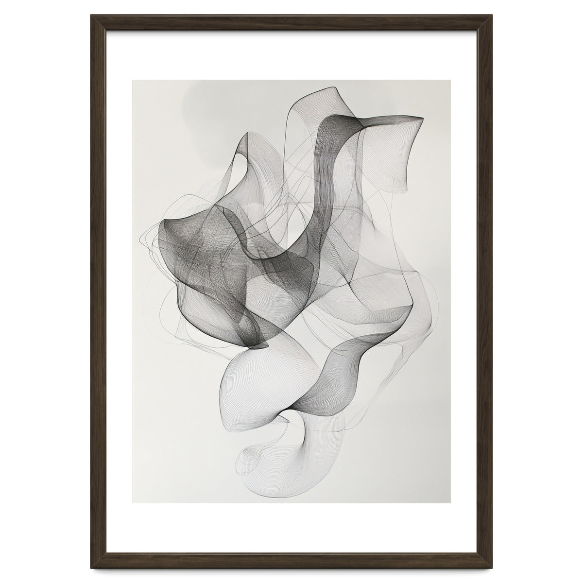 Abstract Black And White Swirling Lines Art