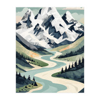 Majestic Alpine Peaks: Organic Modern Landscape Art (Print Only)