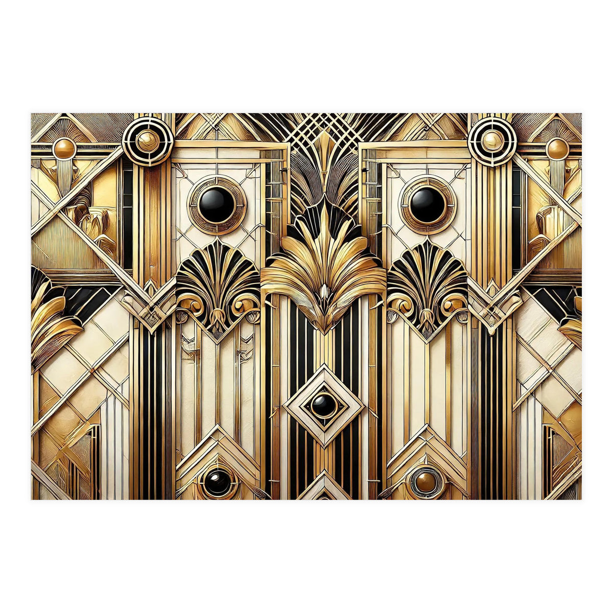 Art Deco Gold Geometric Pattern (Print Only)