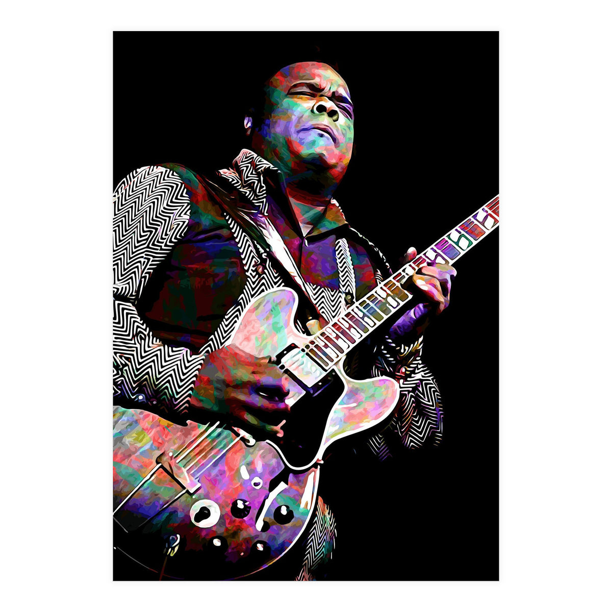 Freddie King American Blues Guitarist Colorful (Print Only)