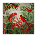 Vintage Rainforest With Tropical Red Parrots (Print Only) thumbnail