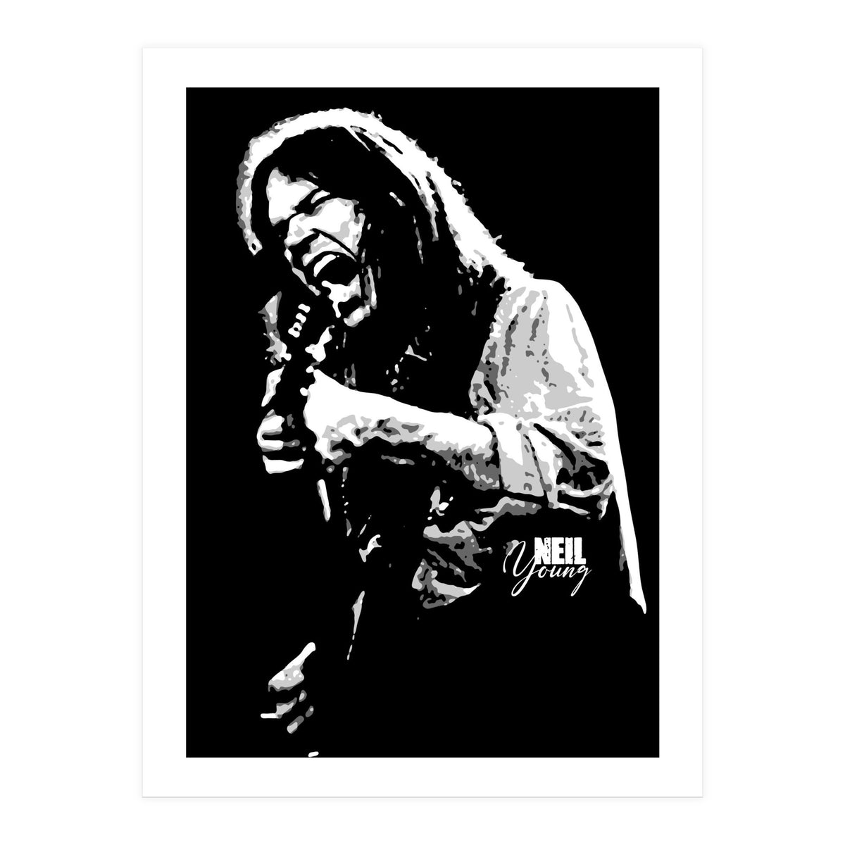 Neil Young Musician Legend in Grayscale 2 (Print Only)