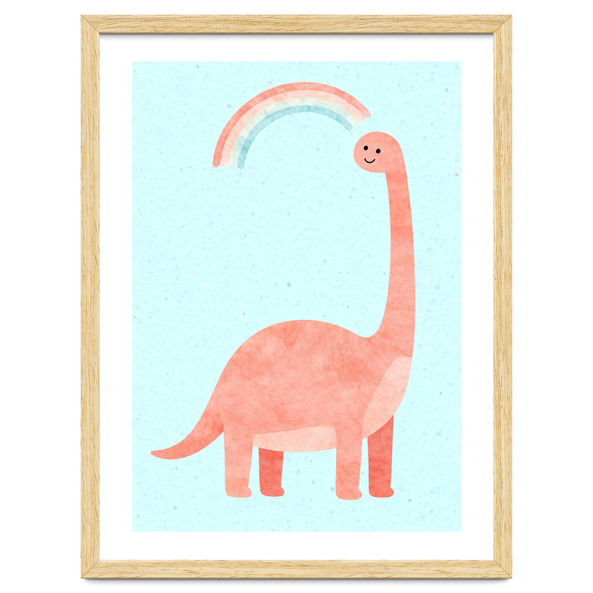 Rainbow Dinosaur Nursery Art, Cute diplodocus Watercolor, Pink Dino Illustration