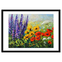 Radiant Summer Wildflower Meadow Oil Painting