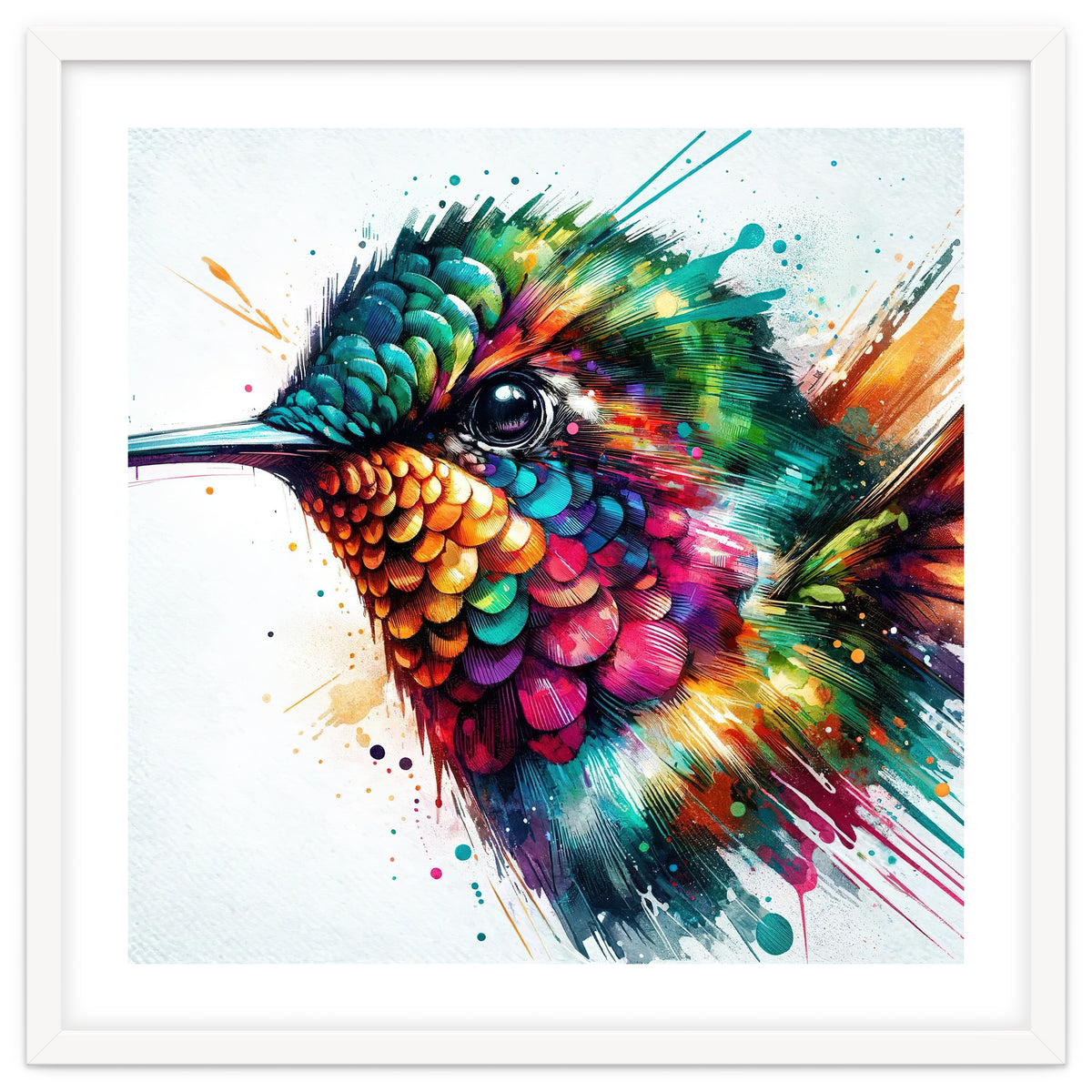 Watercolor Hummingbird Portrait