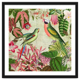 Exotic Lush Rainforest With Colorful Parrots And Flowers thumbnail