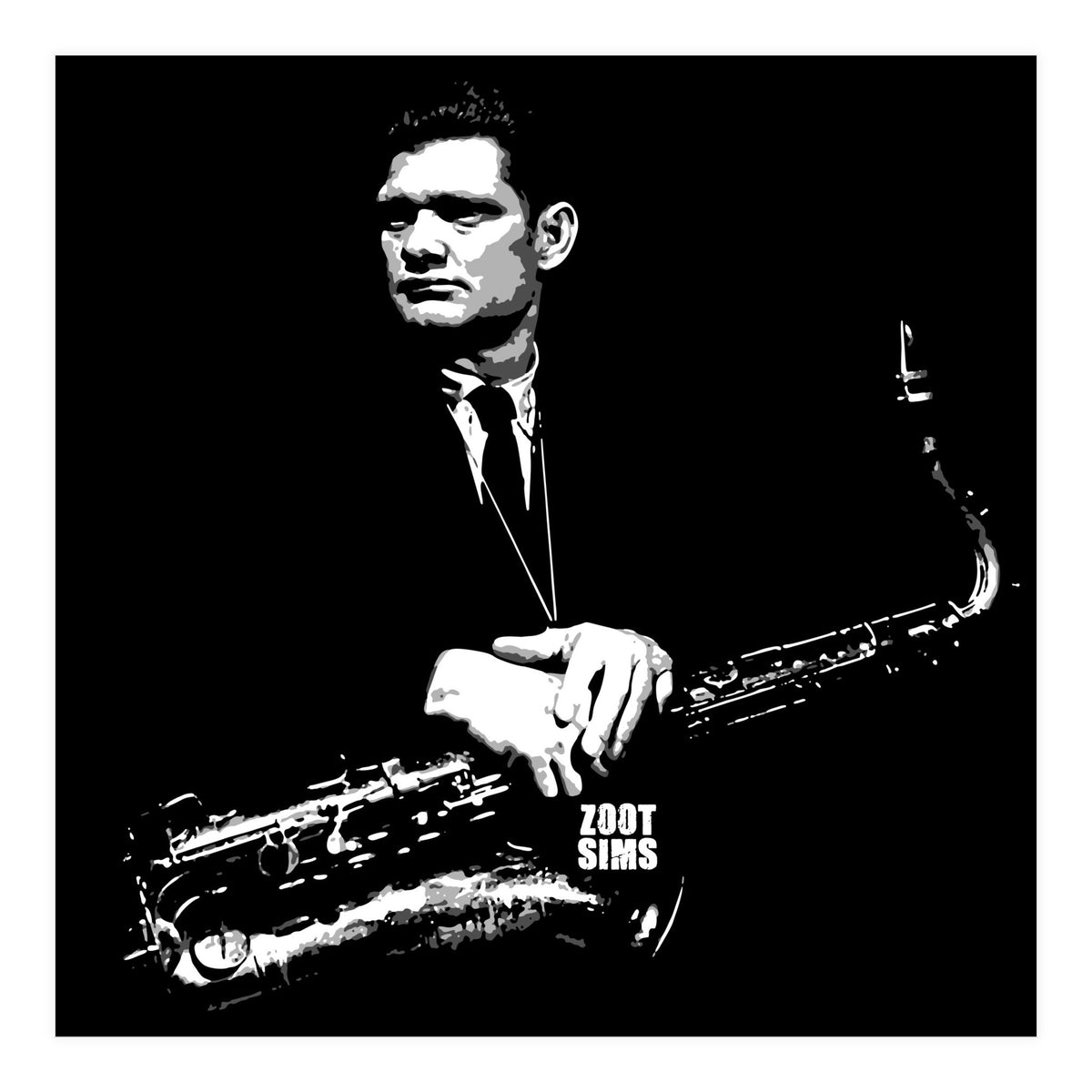 Zoot Sims American Jazz Saxophonist in Grayscale (Print Only)