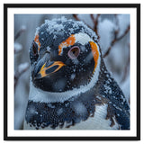 Penguin In Snow Falling Close Up Portrait thumbnail