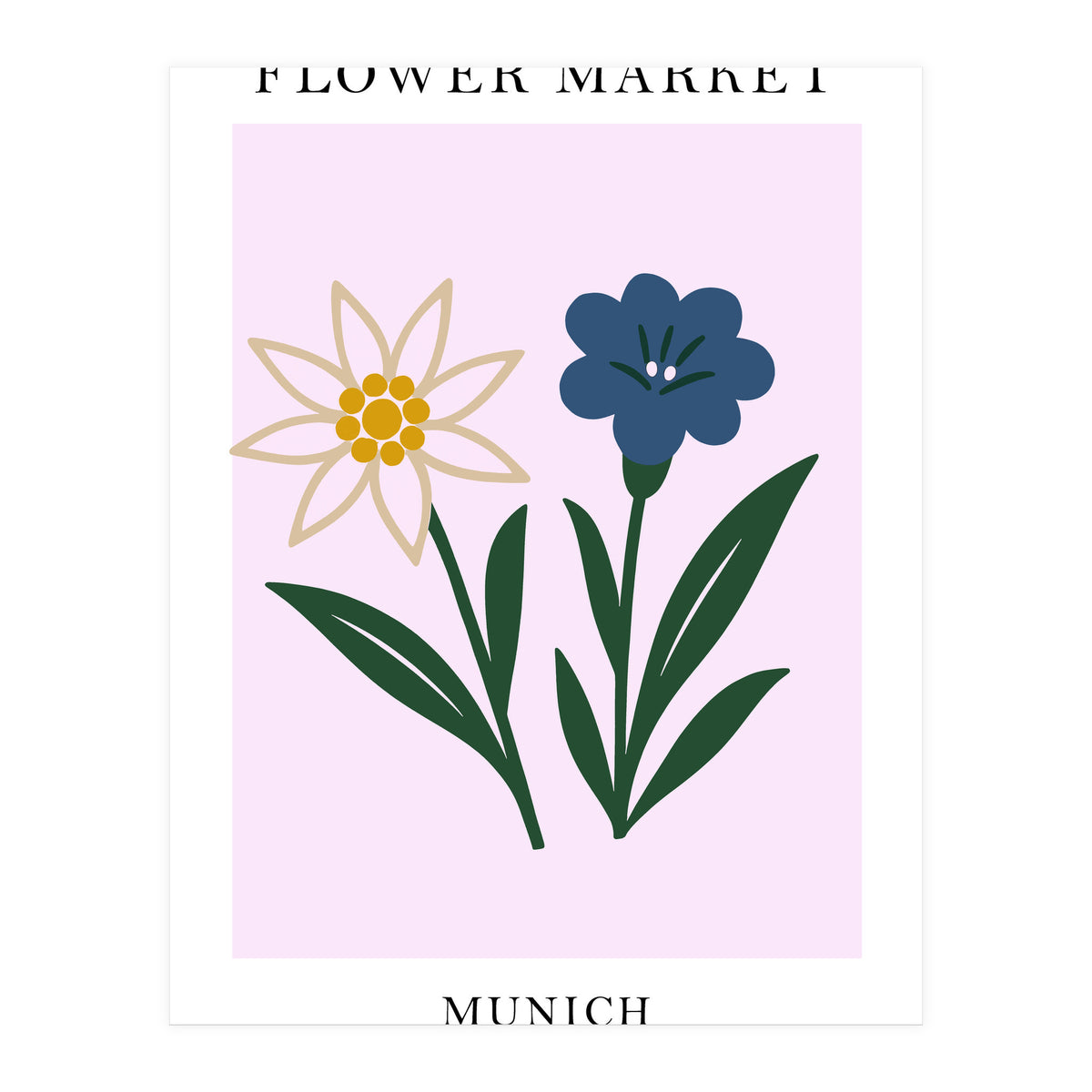 Munich Flower Market - Minimalist Edelweiss Botanical Print (Print Only)