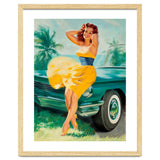 Pinup Girl Posing In Front Of The Car thumbnail