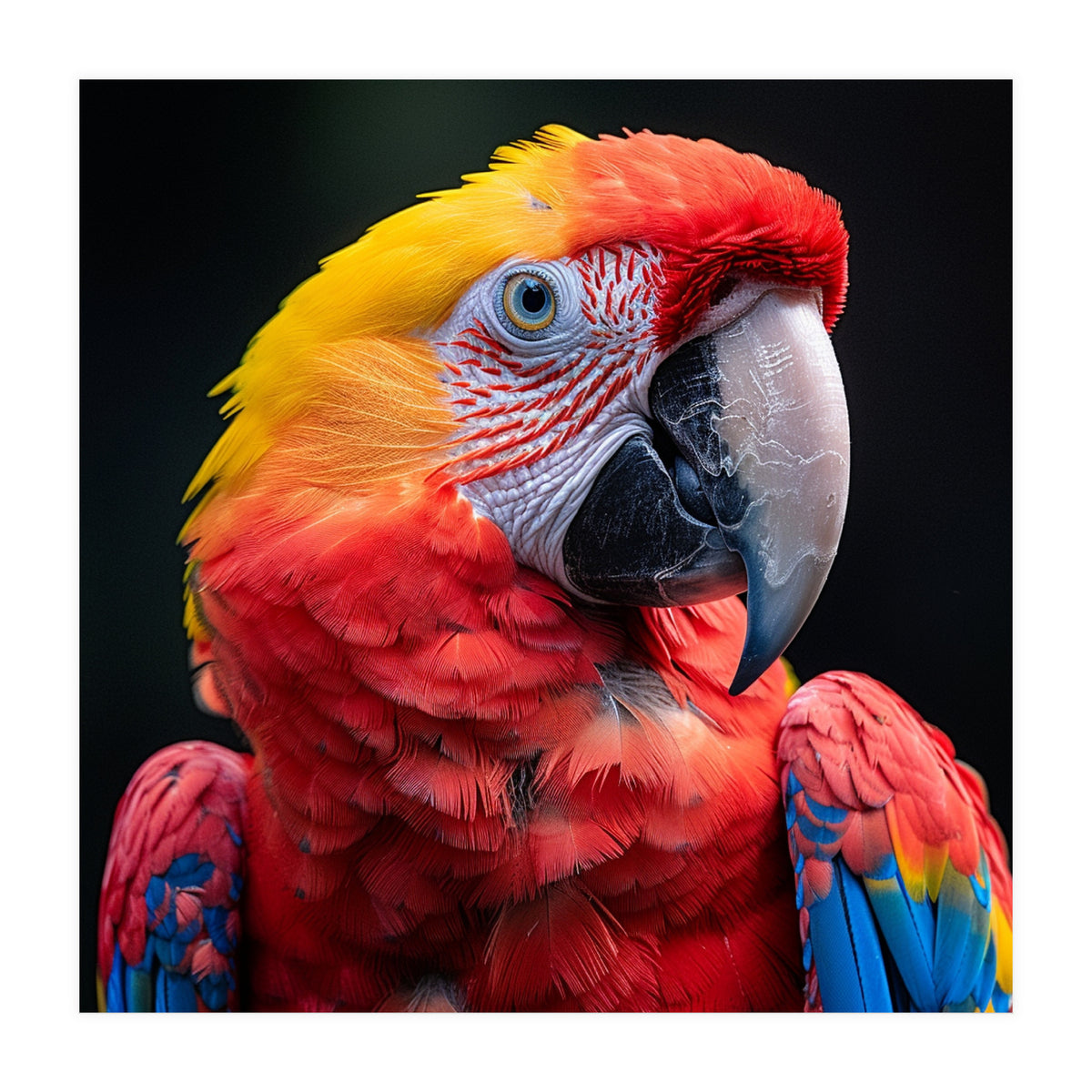 Scarlet Macaw Parrot Headshot Vibrant Colors (Print Only)