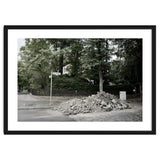 Piled-up rocks under construction on the street thumbnail