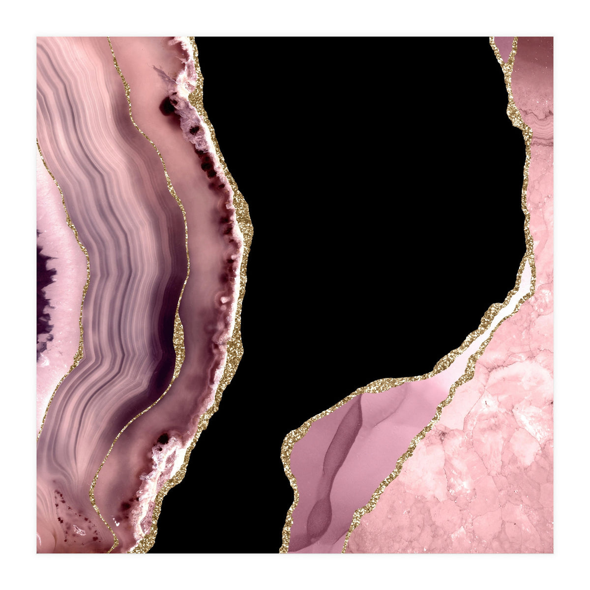 Blush & Gold Agate Texture 01  (Print Only)